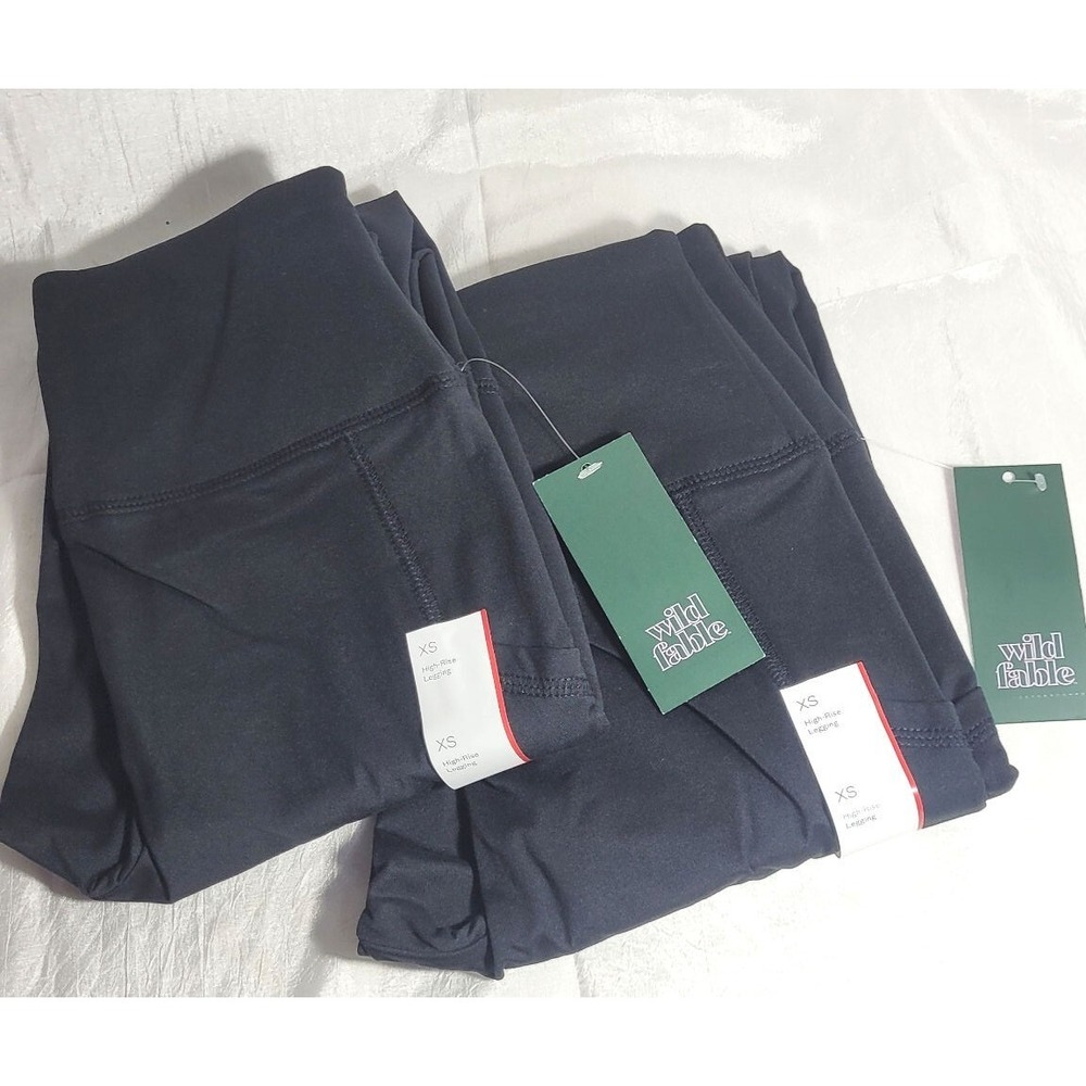 2 Pairs Wild Fable Women's High Rise Leggings - Black - Size XS (0/2) - #X2LW1G - Picture 1 of 3